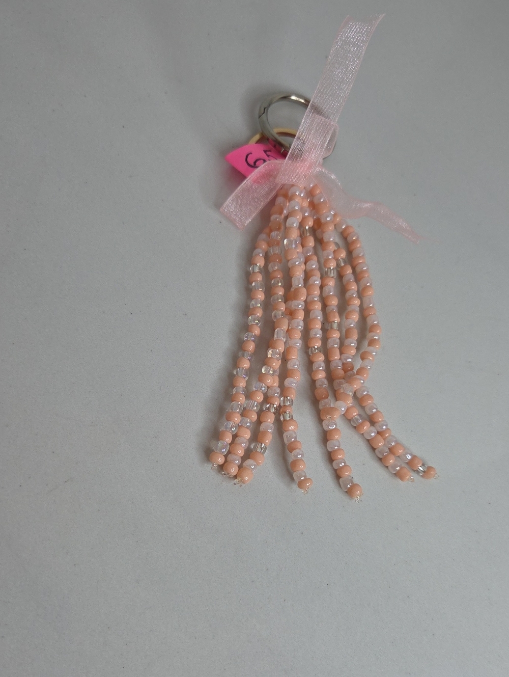 65 - Beaded Tassel Bag Charm in Peach